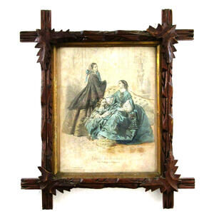 Black Forest Framed Victorian Fashion Print French Petit Courrier des Dames